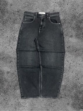 Hollister Men's Washed Black Straight Jeans